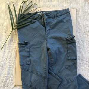 Blue Cargo High Rise Jeggings